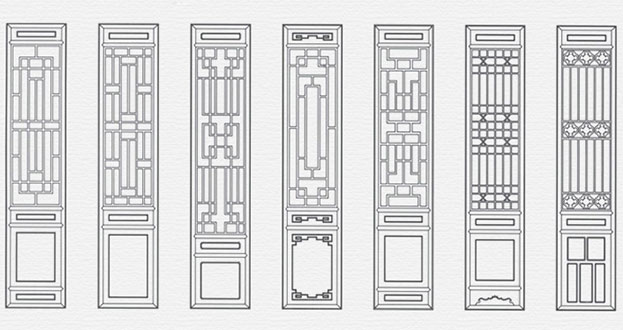 屯城镇常用中式仿古花窗图案隔断设计图